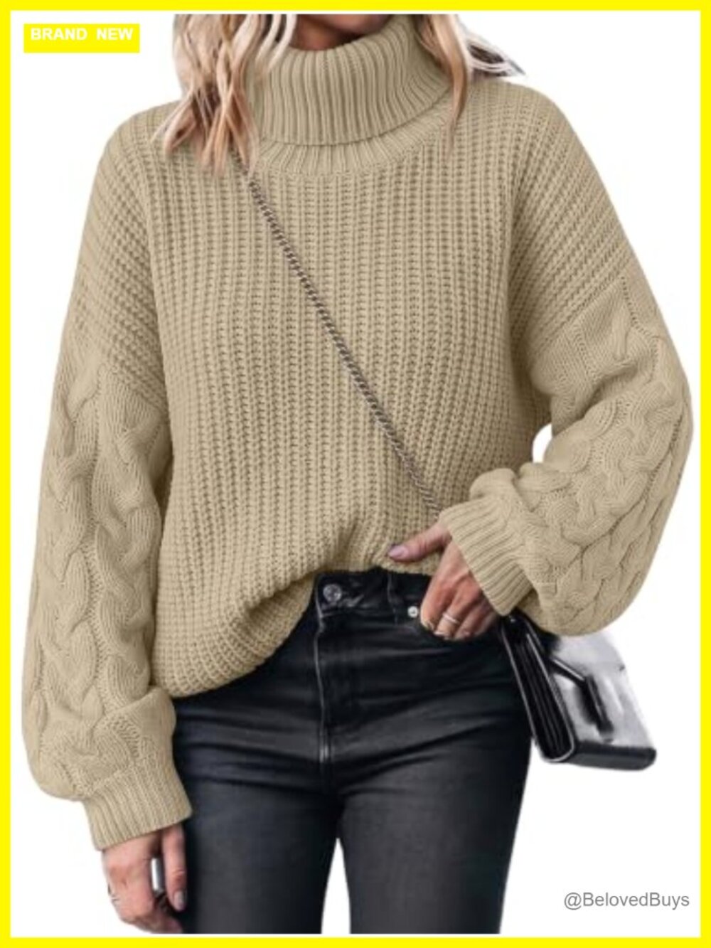 Oversized Cable Knit Chunky Turtleneck Pullover Sweater